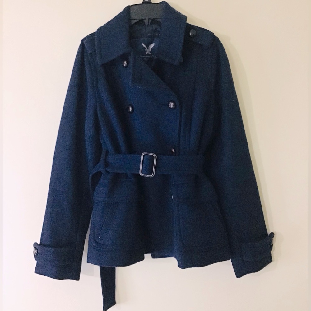 VINTAGE American Eagle Double-Breasted Wool Peacoat